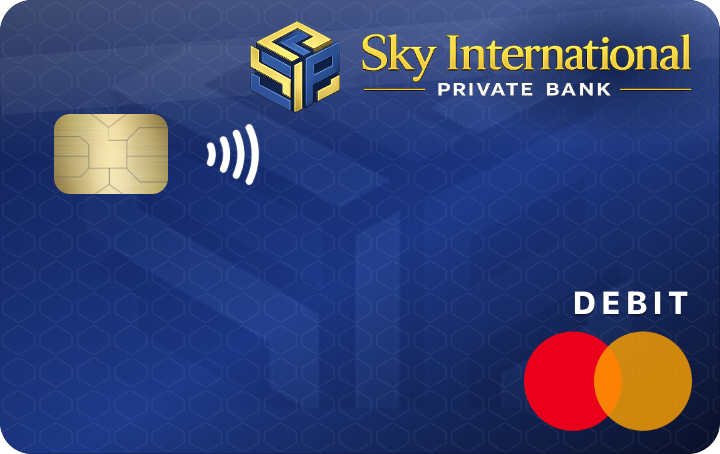 Nexford Premier Checking debit card, violet honeycomb design